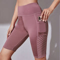 Legging e Short Esportivo de Malha Sem Costura, Com Bolso, Cintura Alta, Academia, Corrida