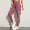 Legging e Short Esportivo de Malha Sem Costura, Com Bolso, Cintura Alta, Academia, Corrida