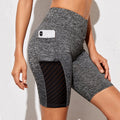 Legging e Short Esportivo de Malha Sem Costura, Com Bolso, Cintura Alta, Academia, Corrida